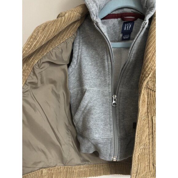 GAP Zip & Button Long Sleeve Brown Corduroy Hooded Jacket Toddler 12/18 Months - Picture 4 of 11